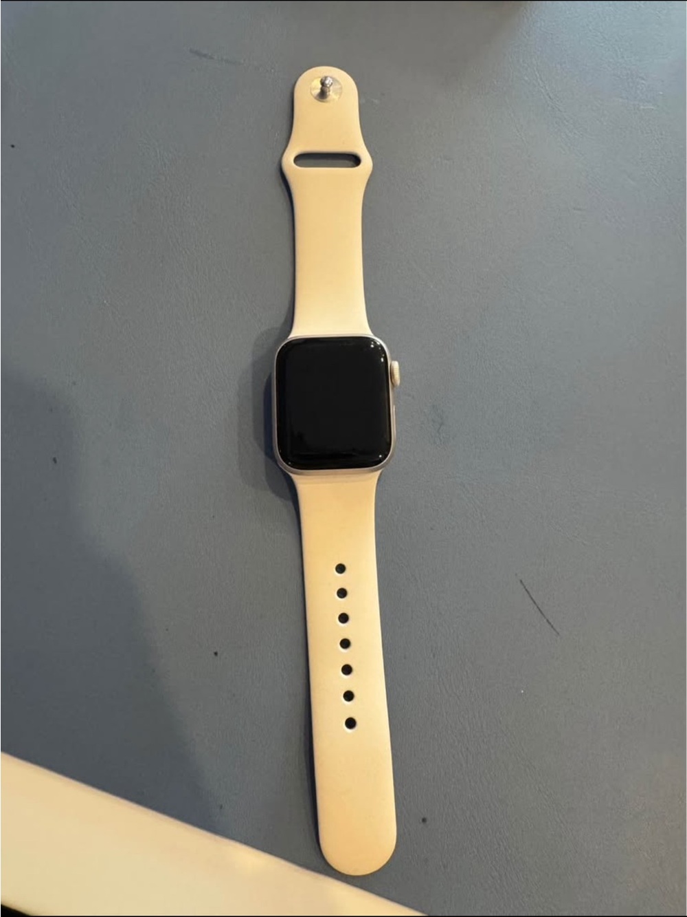 Apple Watch with Light Cream Silicone Sport Band